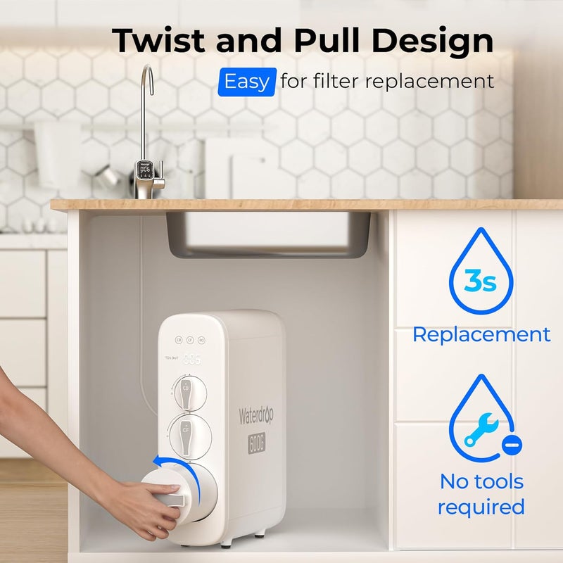 Waterdrop فلتر WD-G3P600-RO، معتمد من NSF، بديل لنظام التناضح العكسي WD-G3P600، عمر افتراضي 2 سنة - Image 5